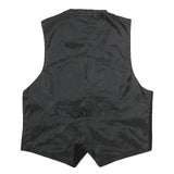 Mens Black Plain Button Jacket L Polyester Blend Classic Waistcoat Vest