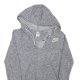 NIKE Womens Grey Striped Pullover Hoodie M Cotton Blend Casual