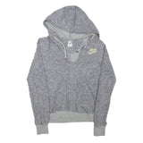 NIKE Womens Grey Striped Pullover Hoodie M Cotton Blend Casual