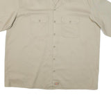DICKIES Mens Beige Cotton Blend Shirt 2XL Short Sleeve Workwear Casual