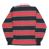BARBARIAN Mens Navy & Red Peyton Wrestling Long Sleeve Striped M Cotton Polo
