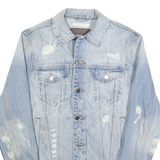 GUESS Mens Blue Denim Jacket XS Cotton Button Denim Distressed Fashion