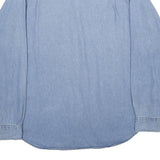 TRUMAN Mens Blue Denim Shirt L Button-Down Collar Long Sleeve Casual Cotton