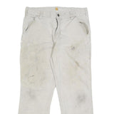 CARHARTT Mens Cotton Blend Beige Relaxed W30 L27 Workwear Trousers Zip Closure