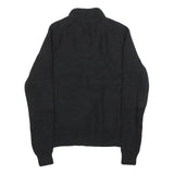 GUESS Womens Black Plain Full Zip Jumper Crew Neck Cable Knit S Soft Cotton