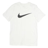 NIKE Mens White Swoosh T-Shirt S Short Sleeve Crew Neck Sports Casual