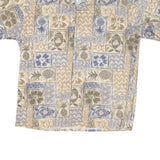 VIVA VENTO Mens Beige & Blue Pattern Cotton Blend Shirt L Casual Summer Tropical