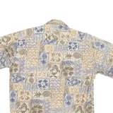 VIVA VENTO Mens Beige & Blue Pattern Cotton Blend Shirt L Casual Summer Tropical