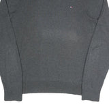 TOMMY HILFIGER Mens Grey Plain Crew Neck Basic Knit Jumper XL Cotton Blend