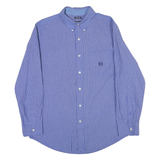 CHAPS Mens Blue & White Check Shirt M Button Down Classic Fit Cotton Blend