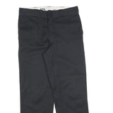 DICKIES Mens Black Cotton Blend Relaxed Straight Trousers W33 L30 Workwear Zip