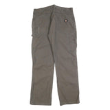 DICKIES Mens Cotton Blend Brown Regular Straight Trousers W34 L32 Workwear Zip