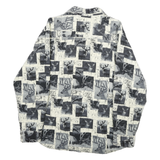 MARINO BAY Mens White & Grey Patterned Shirt L Cotton Casual Long Sleeve Stylish