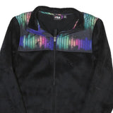 FILA Womens Black Multicolour Panel Zip Up Jacket XS Polyester Blend Fleece