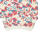 GEARING Womens White Floral Print Crew Neck Sweatshirt L Cotton Blend Casual