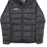 ADIDAS Womens Black Zip Hooded Puffer Jacket XS Polyester Blend Lightweight