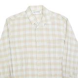 CLAUDE BLANCHARD Mens Beige & Cream Check Shirt M Casual Polyester Blend