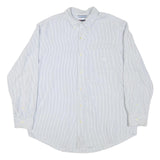 NAUTICA Mens White & Blue Striped Shirt M Classic Button Down Cotton Blend