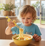 Anygleam Yellow Gold Giraffe Chopsticks – 1 Pair | Reusable Stainless Steel Cartoon Kids Utensils