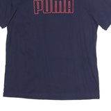 PUMA Mens Navy Blue Cotton T-Shirt L Short Sleeve Crew Neck Logo Print