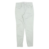 CALVIN KLEIN Womens Cotton Blend Off White Slim Skinny Trousers W26 L26 Stylish