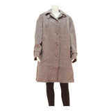 Womens Beige Wool Blend Button Jacket L Plain Mid Length Long Sleeve Classic