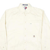 TOMMY HILFIGER Mens White Plain Shirt S Button-Down Collar Long Sleeve Cotton