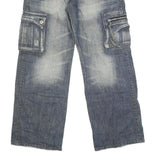 T2X Mens Regular Fit Cargo Jeans Blue Denim Cotton Blend W30 L31 Zip Pockets