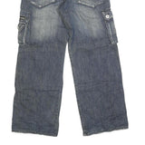 T2X Mens Regular Fit Cargo Jeans Blue Denim Cotton Blend W30 L31 Zip Pockets