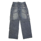 T2X Mens Regular Fit Cargo Jeans Blue Denim Cotton Blend W30 L31 Zip Pockets