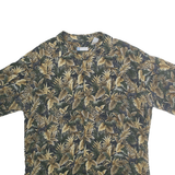 HALF MOON BAY Mens Green & Beige Rayon Hawaiian Shirt L Relaxed Fit Tropical