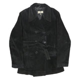 THE OUTER EDGE Womens Black Suede Button Jacket M Classic Tailored