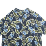 PURITAN Mens Blue & Green Floral Cotton Hawaiian Shirt 2XL Casual Summer Style
