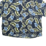 PURITAN Mens Blue & Green Floral Cotton Hawaiian Shirt 2XL Casual Summer Style