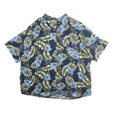 PURITAN Mens Blue & Green Floral Cotton Hawaiian Shirt 2XL Casual Summer Style