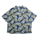 PURITAN Mens Blue & Green Floral Cotton Hawaiian Shirt 2XL Casual Summer Style