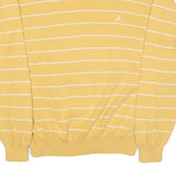 NAUTICA Womens Yellow & White Patterned Cotton Blend Crew Neck Jumper L Striped