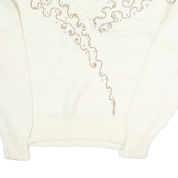 JOCELYN SMITH Womens Cream Wool Patterned V-Neck Basic Knit L Elegant Pullover