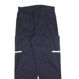 Mens Cotton Blend Navy Regular Fit Straight Leg Trousers W30 L30 Workwear Zip