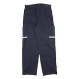 Mens Cotton Blend Navy Regular Fit Straight Leg Trousers W30 L30 Workwear Zip