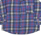 Mens Blue Red Check Button Front Polyester Blend Jacket XL Casual Shirt Jacket