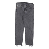 LEVI'S 501 Womens Jeans Grey Regular Straight Denim Raw W28 L26 Frayed Hem