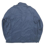 Mens Blue Polyester Blend Button Jacket L Plain Classic Lightweight Outerwear