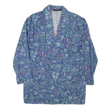 Womens Blue Floral Coach Jacket S Cotton Blend Woven Button Casual Relaxed Fit