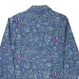 Womens Blue Floral Coach Jacket S Cotton Blend Woven Button Casual Relaxed Fit