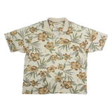COOKE STREET Mens Cream Floral Print Short Sleeve XL Cotton Blend Polo Shirt