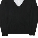 CASTRO Womens Black Plain V-Neck Basic Knit Jumper M Cotton Blend Layered Look