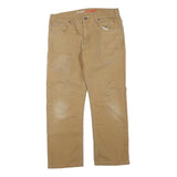 DICKIES Mens Regular Beige Cotton Blend Workwear Trousers W34 L27 Zip Closure