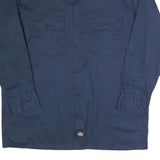 DICKIES Mens Navy Polyester Blend Work Shirt L Long Sleeve Button Closure