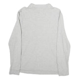 NAUTICA Mens Grey Long Sleeve Plain Polo Shirt L Cotton Classic Fit Button